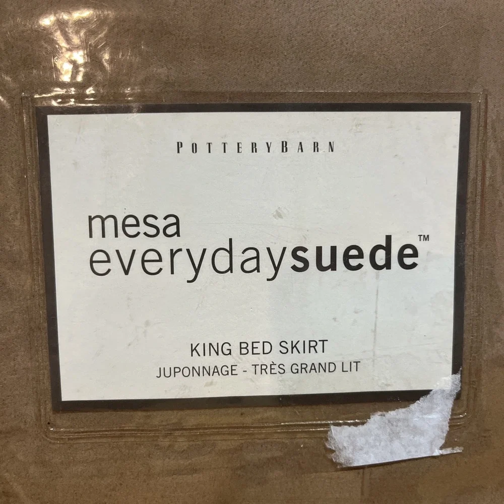 Pottery Barn Mesa Everyday Suede King Brown Bed Skirt ‎ New
